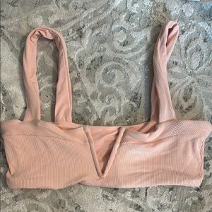 L*Space Ribbed Lee Lee Bikini Top in Blush Pink